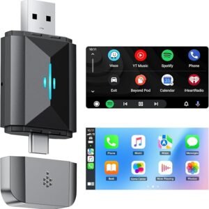 Volam Wireless Carplay Adapter for Android Wireless - 2 in 1 Car Adapter, 5GHz WiFi, Supports OTA, Type-C/USB Plug & Play, Wired CarPlay Required
